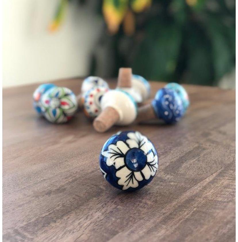 hand-painted ceramic and cork wine bottle stoppers