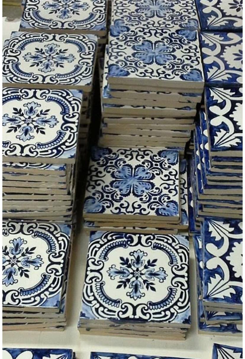 blue and white ceramic tiles