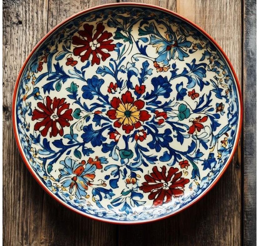 Reyavi ceramic Mughal-painted quarter plate