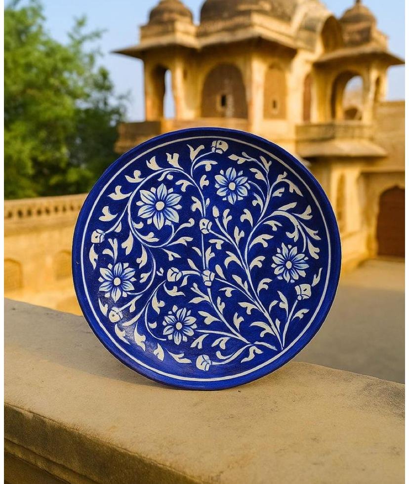 Jaipur Blue Art Pottery decor plate
